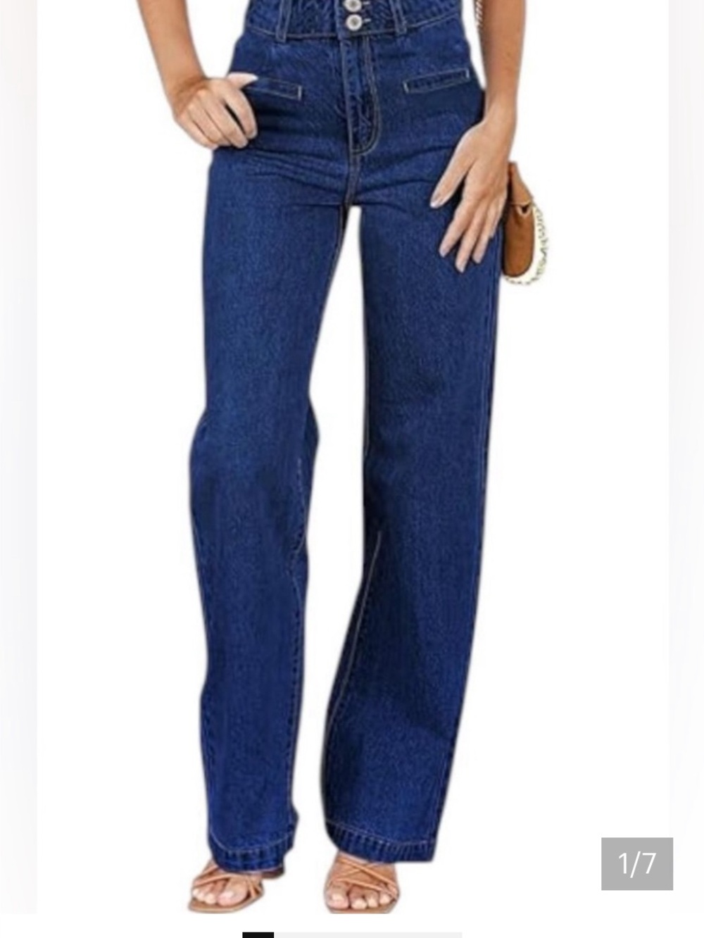 Sidefeel High-Rise Wide Leg Women's Jeans in Dark Blue 14